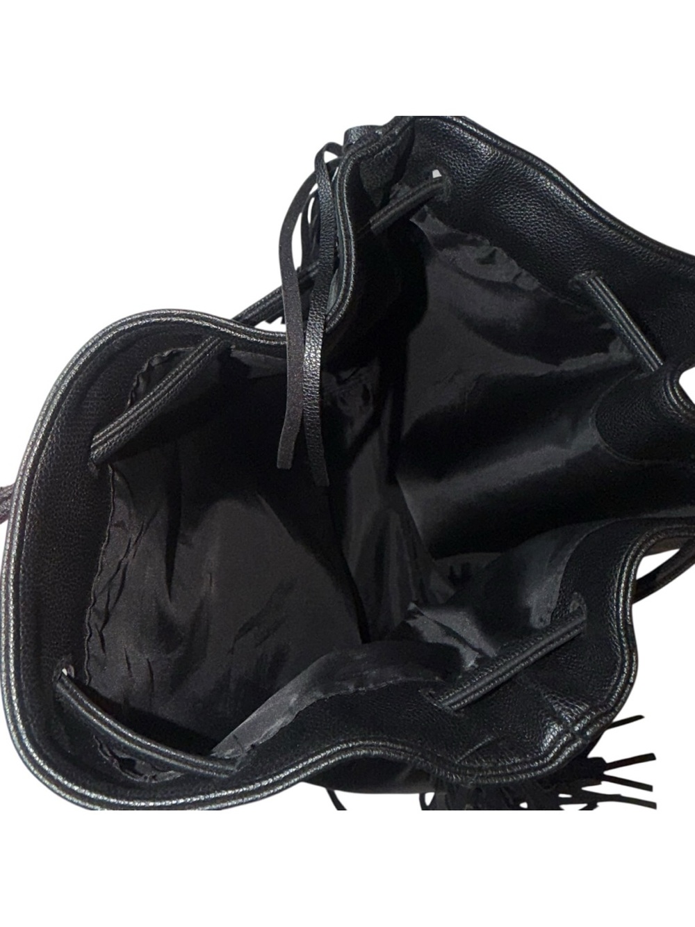Victoria's Secret Black Fringe Drawstring Backpack - Picture 5 of 5